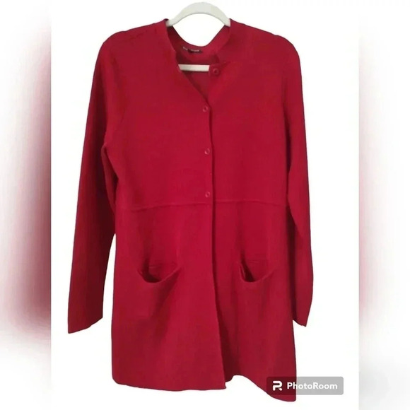 Eileen Fisher Silk & Organic Cotton Interlock Long Cardigan - Picture 1 of 4